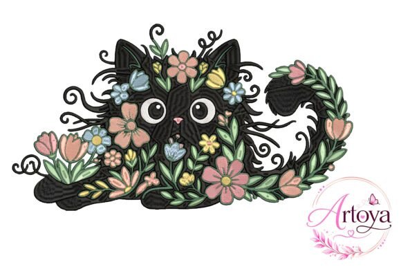 Black Floral Cat Embroidery Design Review