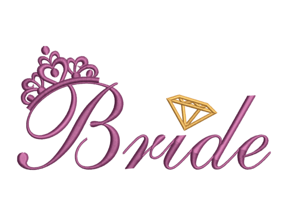 Bride Crown Script Wedding Embroidery