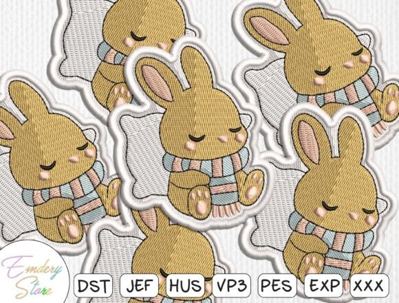 Bunny with Scarf Embroidery Patch