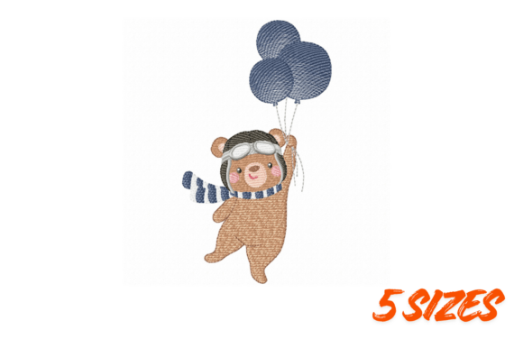 Cute Aviator Bear Balloon Embroidery Review
