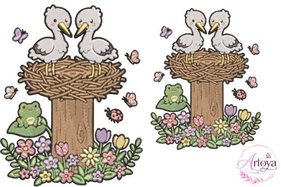 Cute Stork Nest Embroidery Design Review