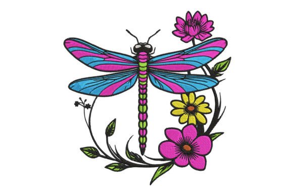 Detailed Review: Dragonfly Embroidery with Flowers