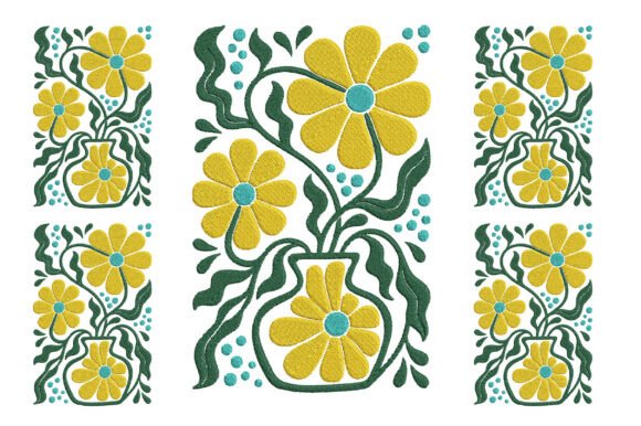 Embroidery Abstract Daisy Flowers Design Review