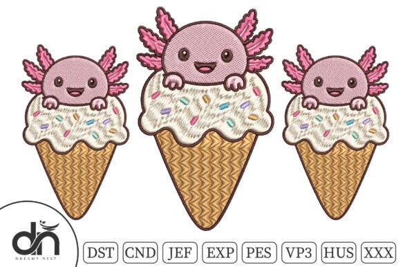 Kawaii Axolotl Ice Cream Embroidery Review