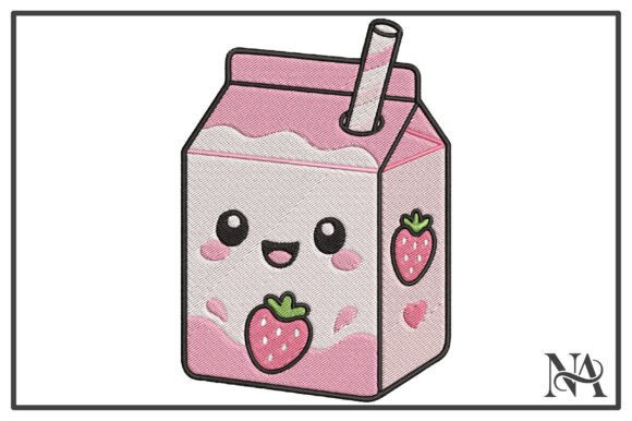 Kawaii Strawberry Milk Embroidery Design Review